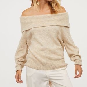 Beige Off Shoulder Sweater